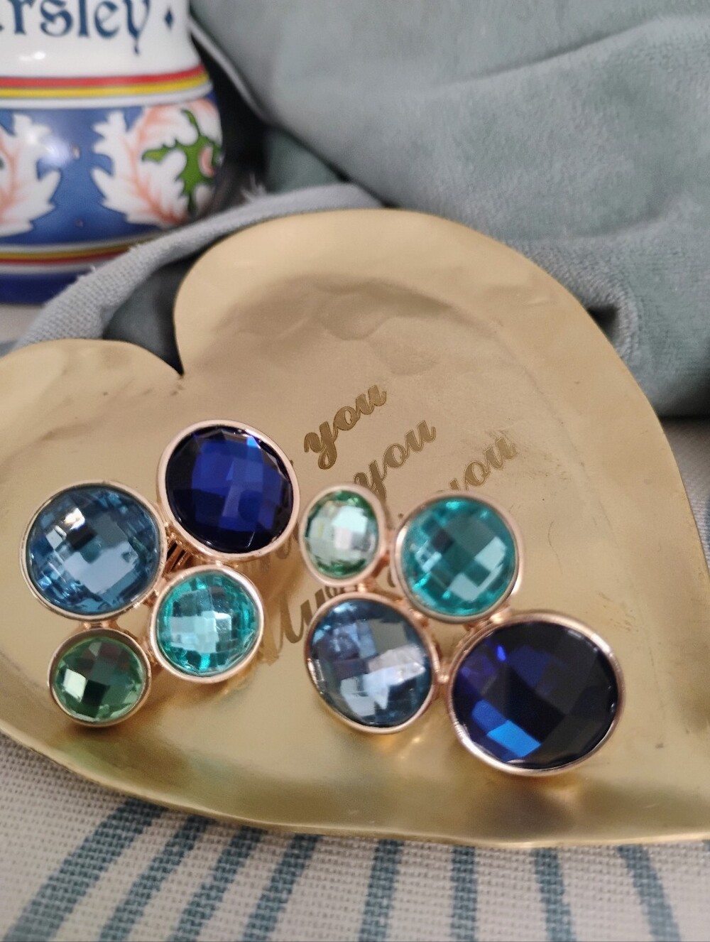 Modern, Jewel Statement Earrings, Clip On